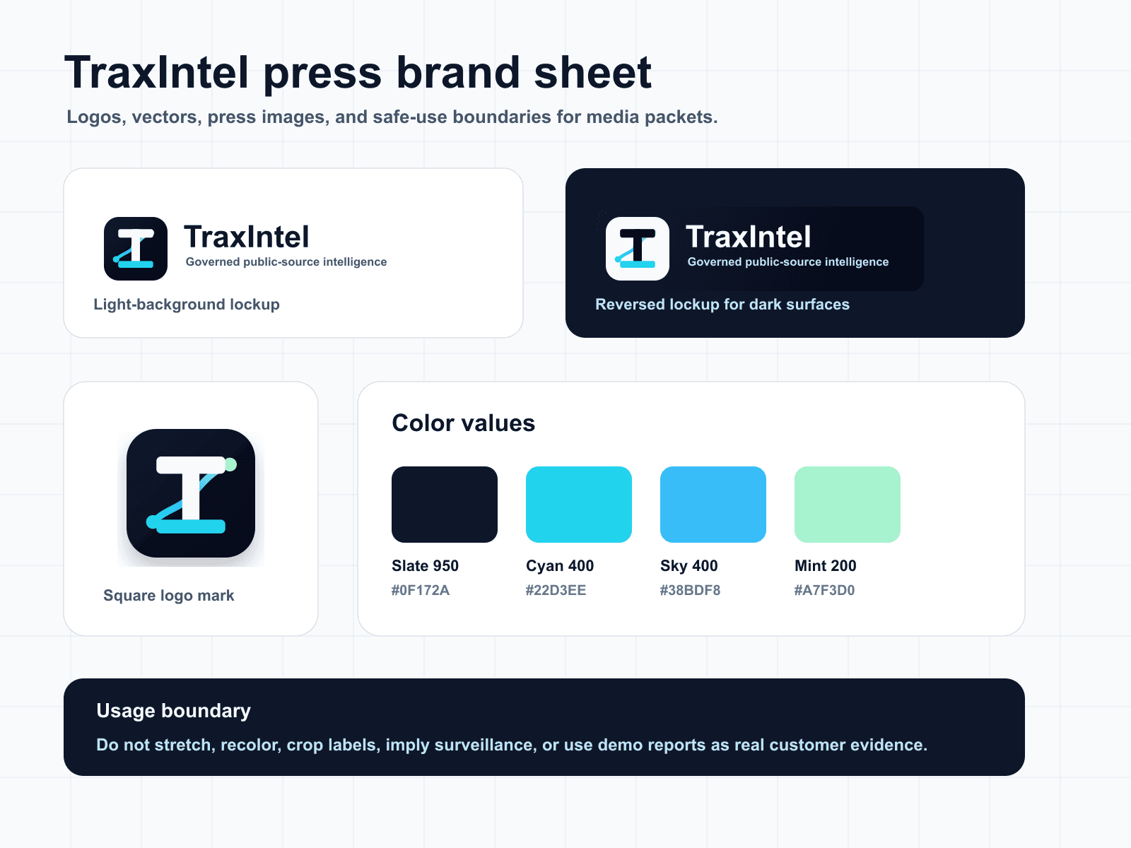 TraxIntel brand sheet preview