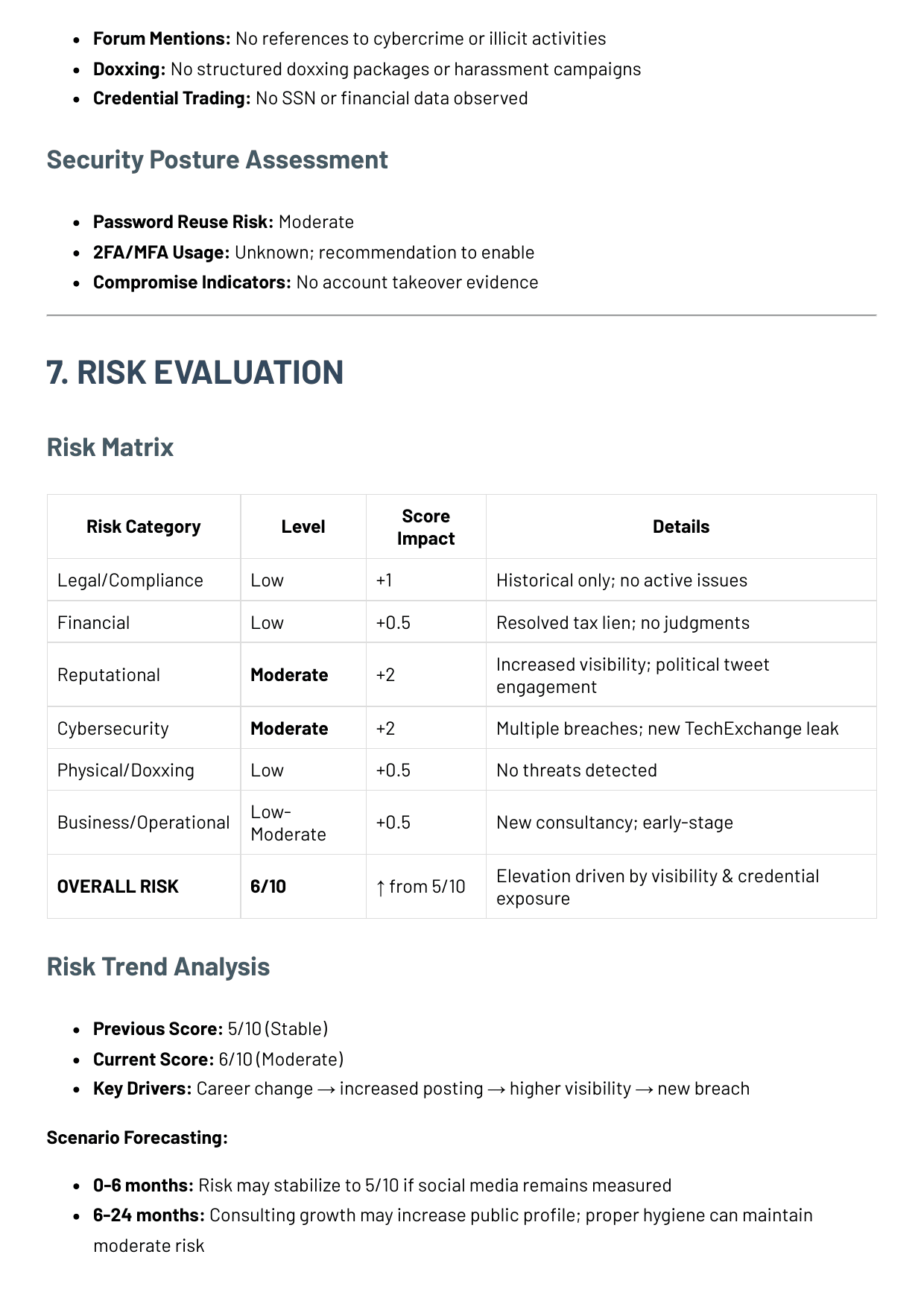 Risk evaluation