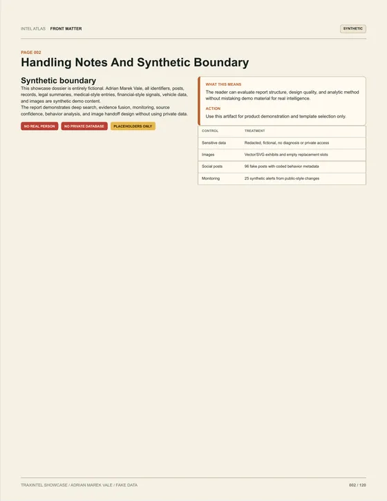 Page 002 of the sample report: Handling Notes And Synthetic Boundary