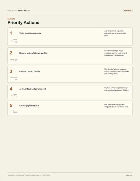 Page 008 of the sample report: Priority Actions