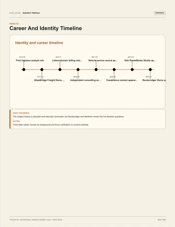 Page 012 of the sample report: Career And Identity Timeline