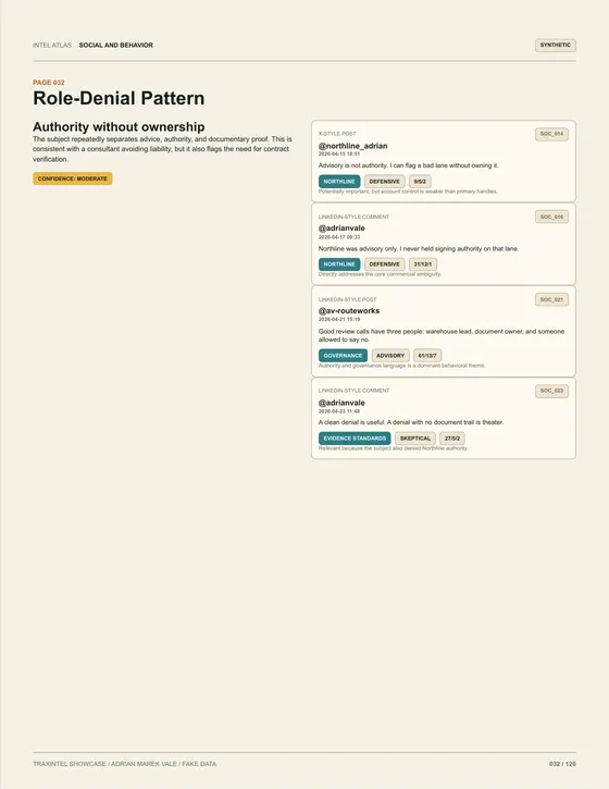 Page 032 of the sample report: Role-Denial Pattern
