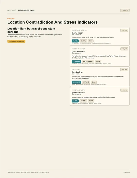 Page 036 of the sample report: Location Contradiction And Stress Indicators