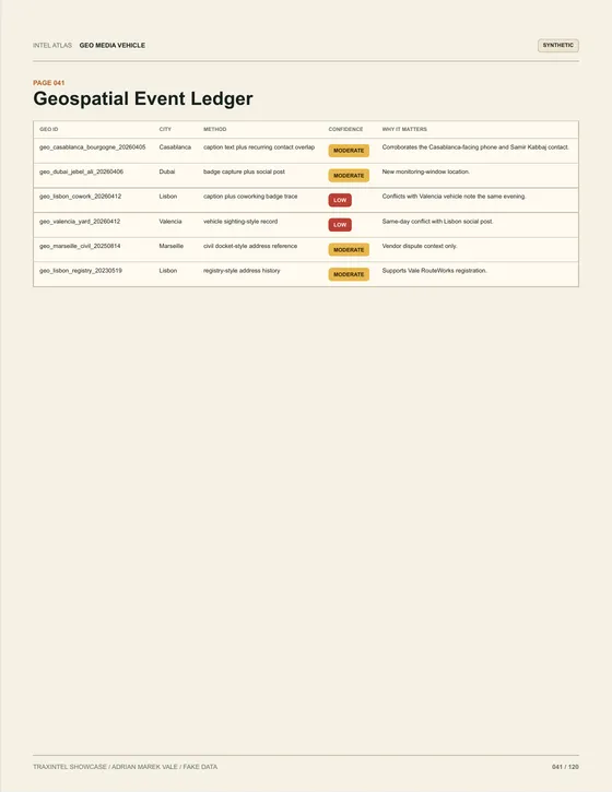 Page 041 of the sample report: Geospatial Event Ledger