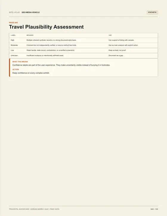 Page 045 of the sample report: Travel Plausibility Assessment