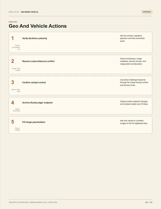 Page 052 of the sample report: Geo And Vehicle Actions