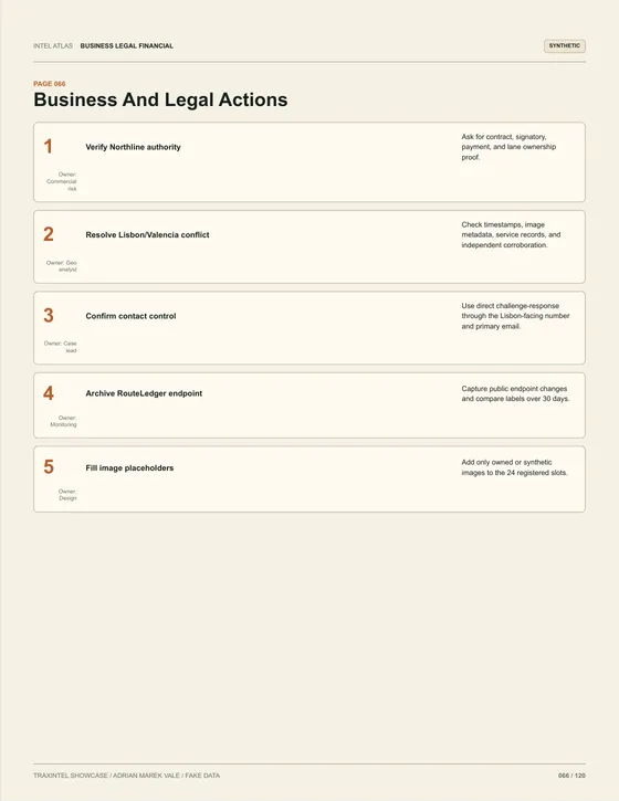 Page 066 of the sample report: Business And Legal Actions
