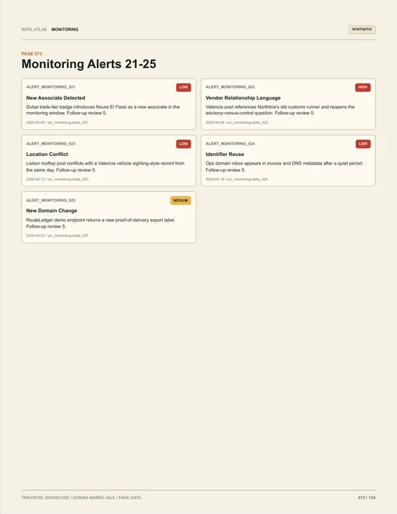 Page 073 of the sample report: Monitoring Alerts 21-25