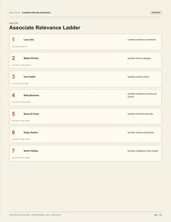 Page 085 of the sample report: Associate Relevance Ladder