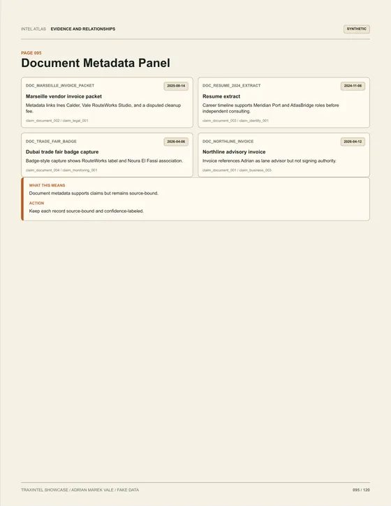Page 095 of the sample report: Document Metadata Panel