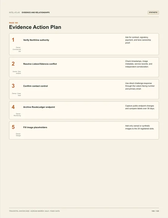 Page 100 of the sample report: Evidence Action Plan