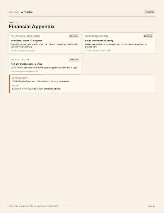 Page 111 of the sample report: Financial Appendix
