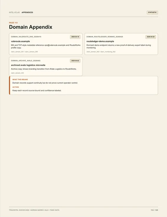 Page 112 of the sample report: Domain Appendix