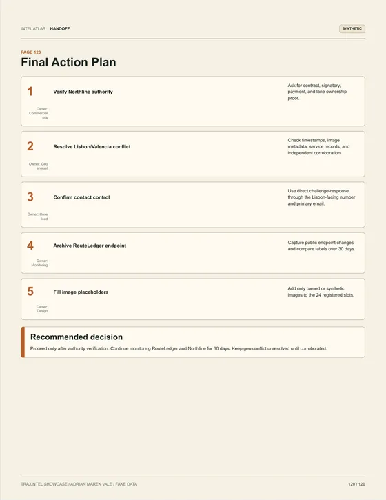 Page 120 of the sample report: Final Action Plan